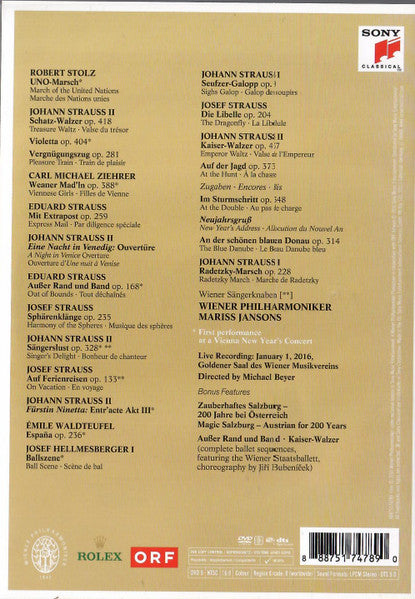 Mariss Jansons, Wiener Philharmoniker : Neujahrskonzert 2016 (DVD-V, NTSC, 16:)