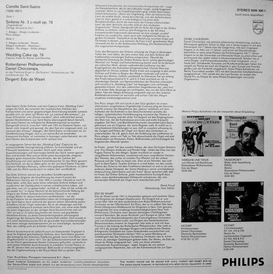 Camille Saint-Saëns - Daniel Chorzempa, Rotterdams Philharmonisch Orkest, Edo de Waart : Sinfonie Nr. 3 Op. 78 "Orgelsinfonie" / "Wedding Cake" Op. 76 Für Klavier Und Streicher (LP, Album)