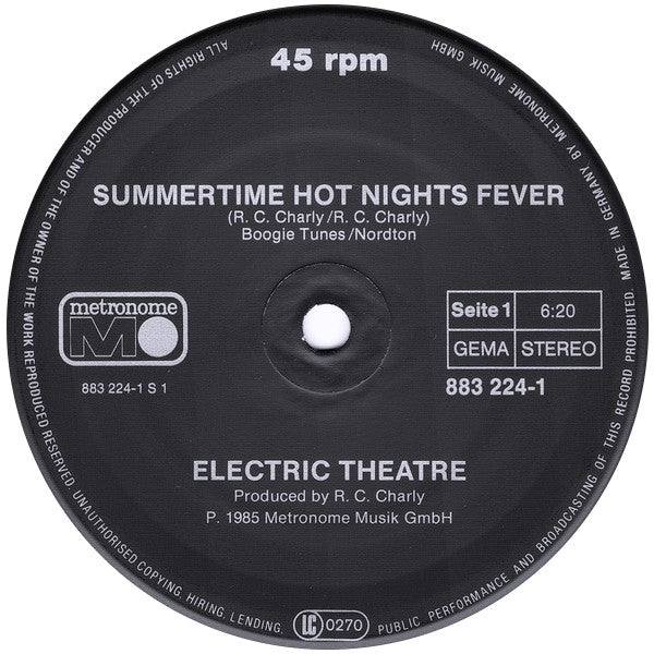 Electric Theatre : Summertime Hot Nights Fever (12", Maxi)
