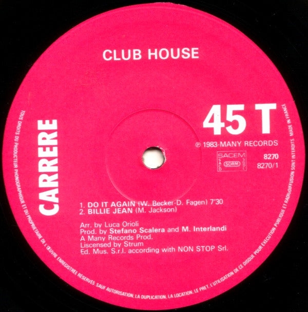 Club House : Do It Again (Medley With Billie Jean) (12", Maxi)
