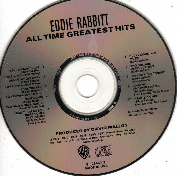 Eddie Rabbitt : All Time Greatest Hits (CD, Comp, RP, Cin)