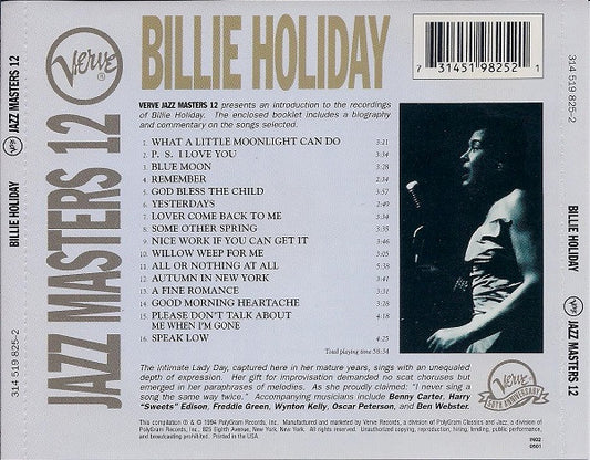 Billie Holiday : Verve Jazz Masters 12 (CD, Comp)