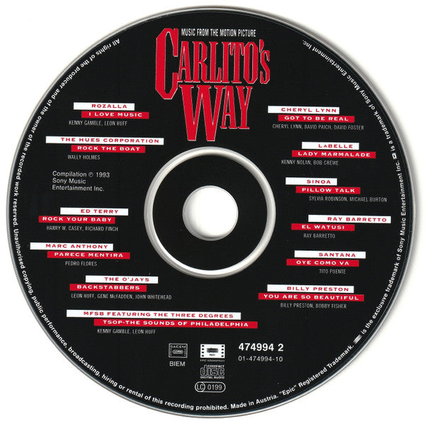 Various : Carlito's Way (Music From The Motion Picture) (CD, Comp, RE)