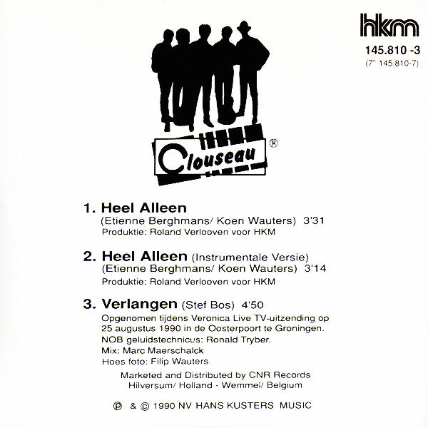 Clouseau : Heel Alleen (CD, Single)