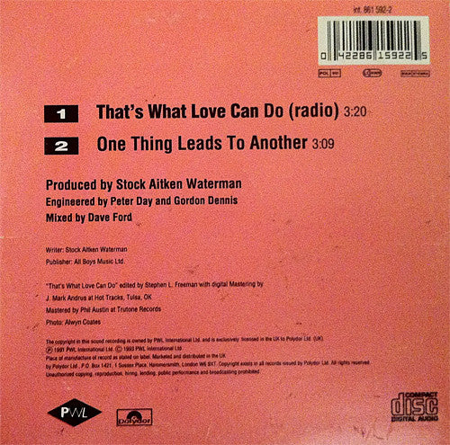 Boy Krazy : That's What Love Can Do (CD, Single, Car)