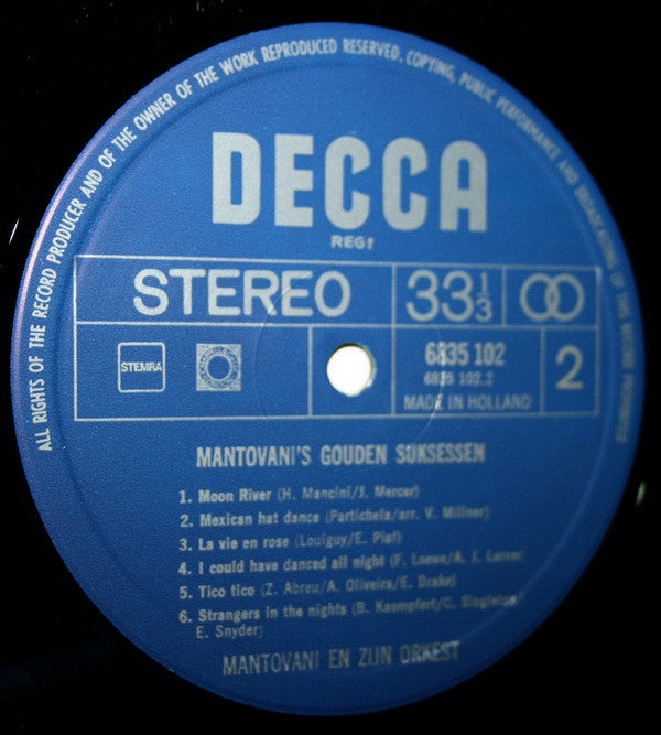 Mantovani En Zijn Orkest* : Mantovani's Gouden Suksessen (LP, Comp)