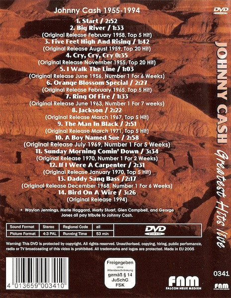 Johnny Cash : Greatest Hits Live (DVD-V, PAL, 4:3)