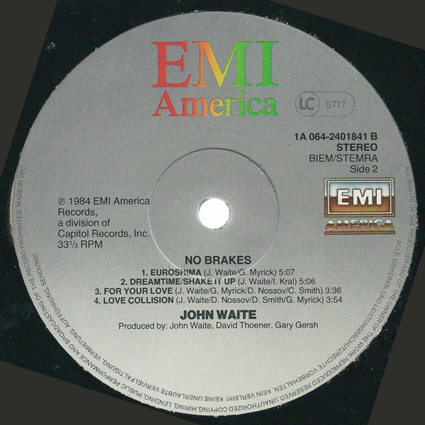 John Waite : No Brakes (LP, Album)