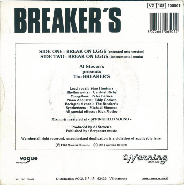 The Breaker's : Break On Eggs (7", Single)