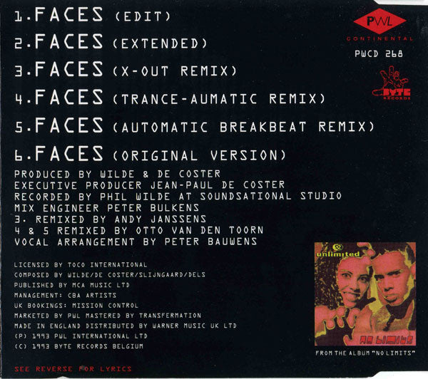 2 Unlimited : Faces (CD, Single)