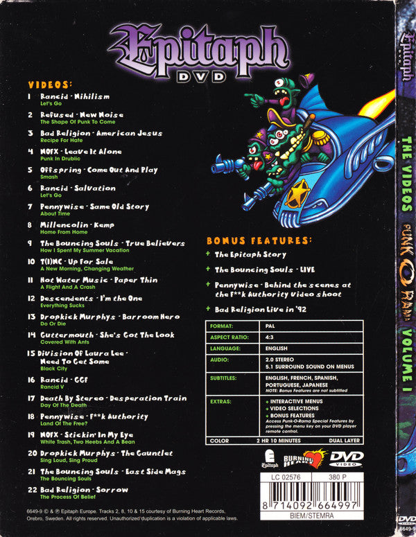 Various : Punk O Rama, The Videos, Volume 1 (DVD-V, Comp)