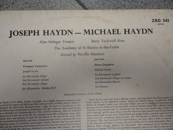 Joseph Haydn / Michael Haydn ; The Academy Of St. Martin-in-the-Fields, Sir Neville Marriner : Trumpet Concerto / Horn Concerto (LP)