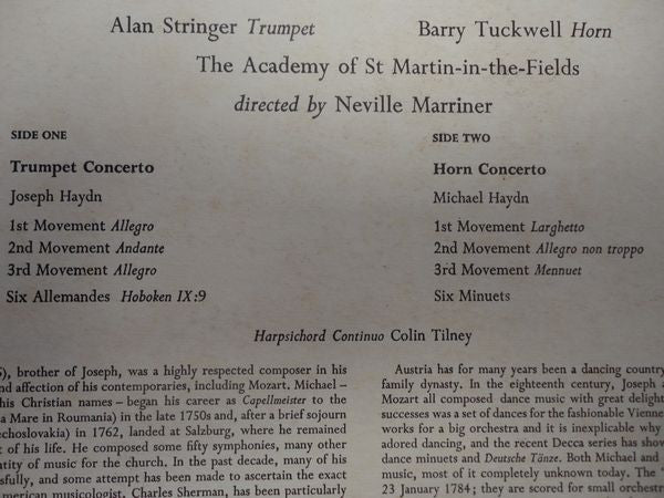 Joseph Haydn / Michael Haydn ; The Academy Of St. Martin-in-the-Fields, Sir Neville Marriner : Trumpet Concerto / Horn Concerto (LP)