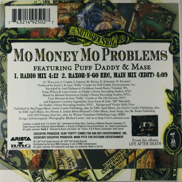 Notorious B.I.G. Featuring Puff Daddy & Mase : Mo Money Mo Problems (CD, Single, Car)