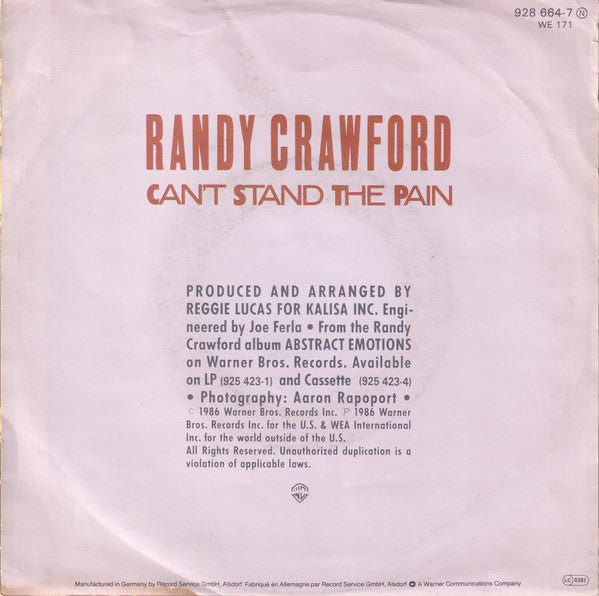Randy Crawford : Can't Stand The Pain (7", Single)