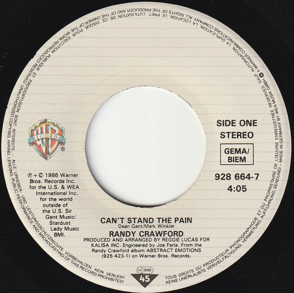 Randy Crawford : Can't Stand The Pain (7", Single)