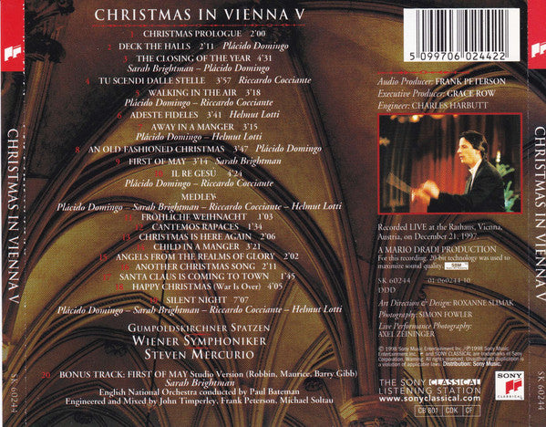 Placido Domingo, Sarah Brightman, Helmut Lotti, Riccardo Cocciante, Gumpoldskirchner Spatzen, Wiener Symphoniker, Steven Mercurio : Christmas In Vienna V (CD, Album, SBM)