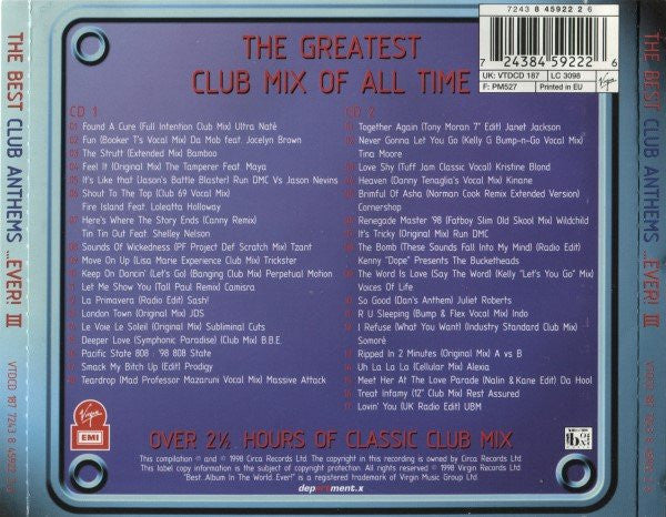 Various : The Best Club Anthems III...Ever!  (2xCD, Mixed)