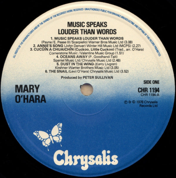 Mary O'Hara : Music Speaks Louder Than Words (LP, RE)