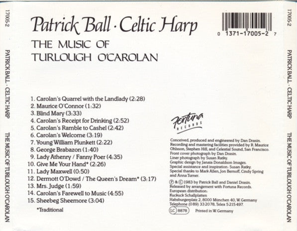 Patrick Ball : Celtic Harp (The Music Of Turlough O'Carolan) (CD, Album, RE)