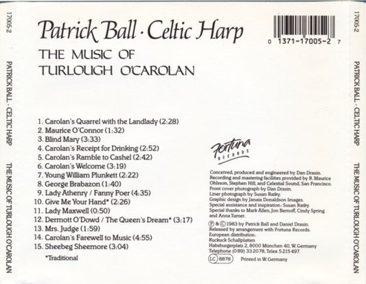 Patrick Ball : Celtic Harp (The Music Of Turlough O'Carolan) (CD, Album, RE)