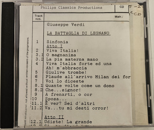 Giuseppe Verdi / Katia Ricciarelli, José Carreras, Matteo Manuguerra, Nicola Ghiuselev, ORF Symphonieorchester And ORF-Chor, Lamberto Gardelli : La Battaglia Di Legnano (2xCD, TP)