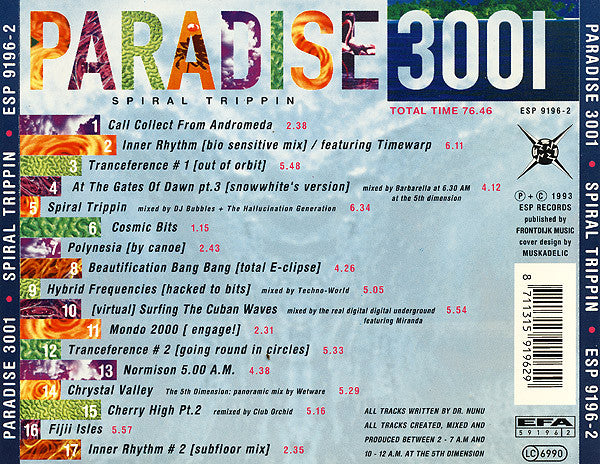 Paradise 3001 : Spiral Trippin (CD, Album)
