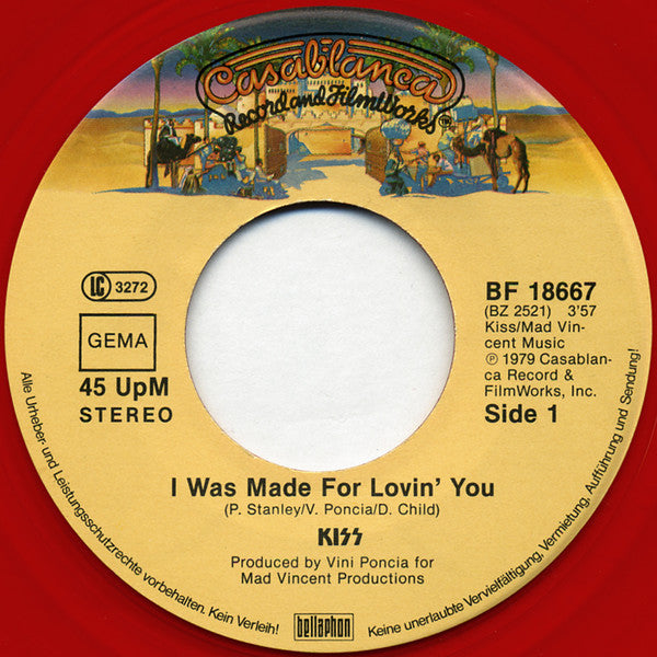 Kiss : I Was Made For Lovin' You (7", Single, Red)