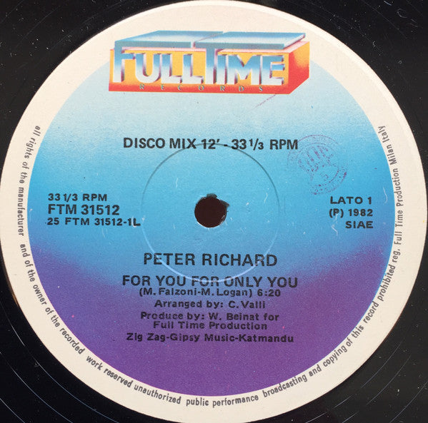 Peter Richard : For You For Only You (12")