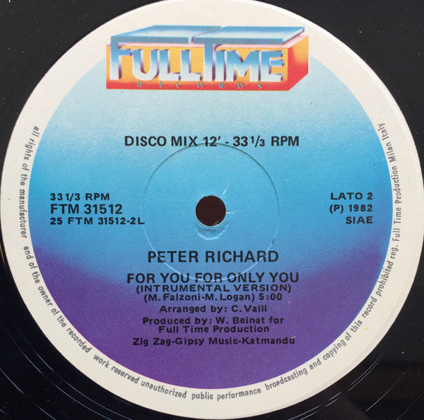 Peter Richard : For You For Only You (12")