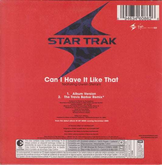 Pharrell Williams Aka Skateboard P : Can I Have It Like That (CD, Single, Copy Prot.)