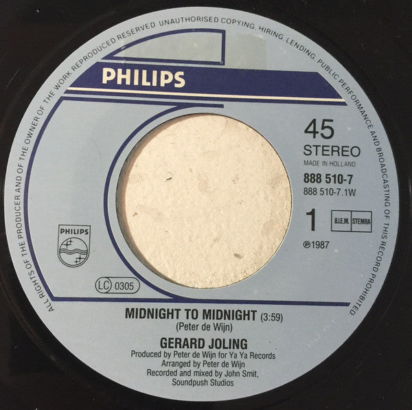 Gerard Joling : Midnight To Midnight (7", Single)