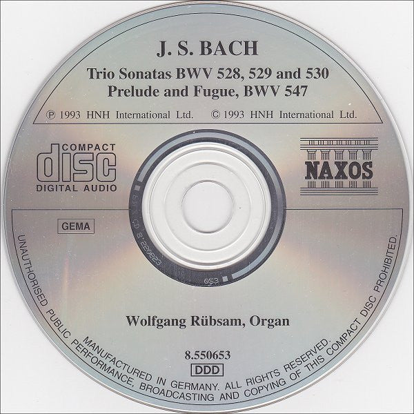 Johann Sebastian Bach - Wolfgang Rübsam (2) : Trio Sonatas: BWV 528, 529 And 530 / Prelude & Fugue, BWV 547 (CD, Album)