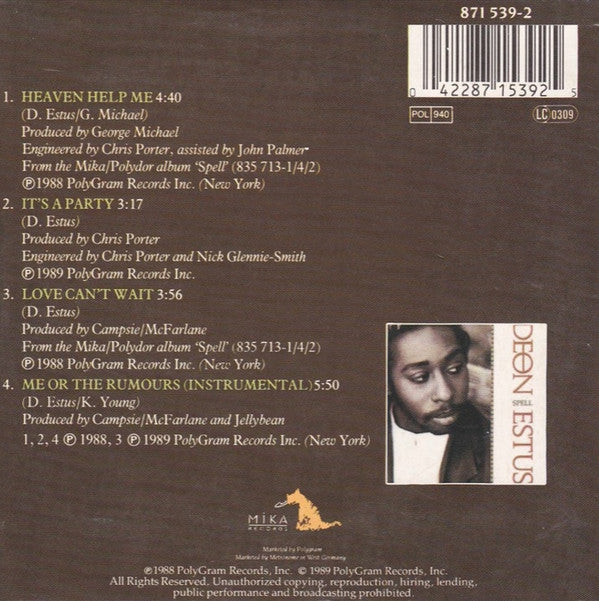 Deon Estus : Heaven Help Me (CD, Maxi, Car)
