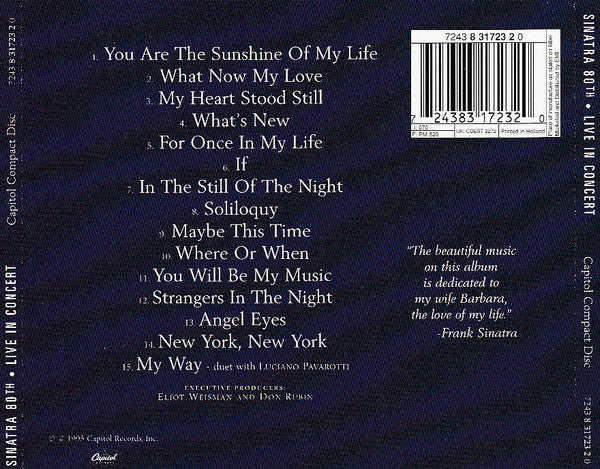 Frank Sinatra : Sinatra 80th Live In Concert (CD, Comp)