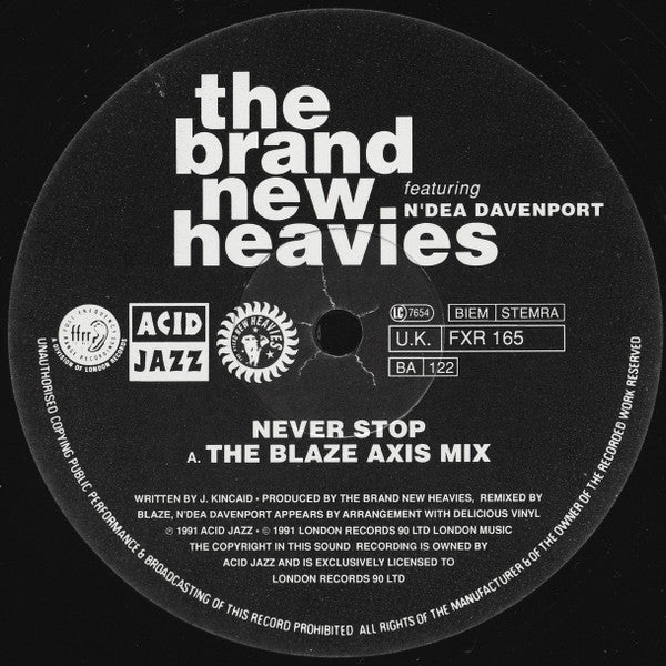 The Brand New Heavies Featuring N'Dea Davenport : Never Stop - The Blaze Remixes (12", Single)