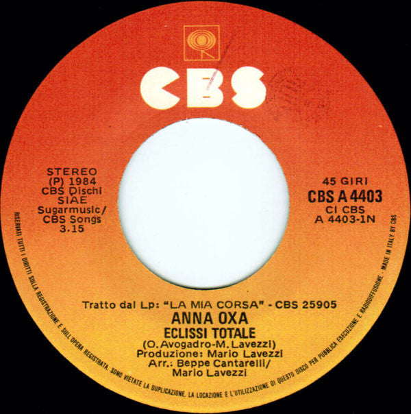 Anna Oxa : Eclissi Totale (7")