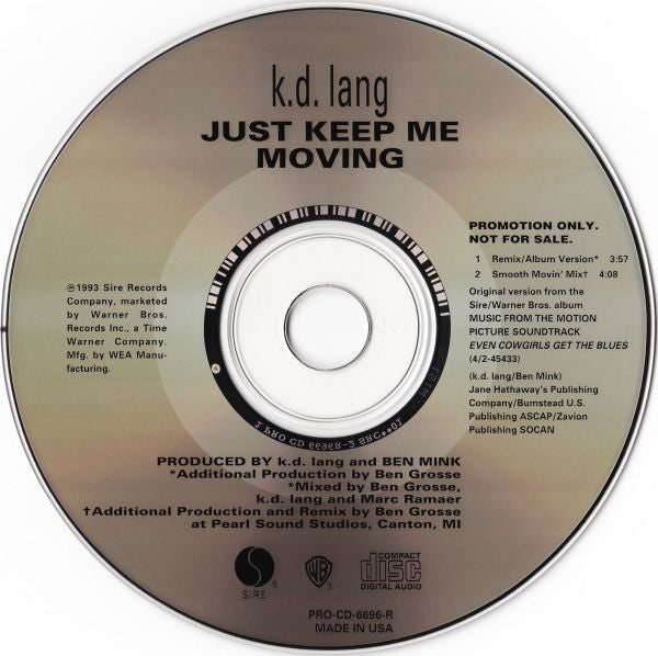 k.d. lang : Just Keep Me Moving (CD, Single, Promo)