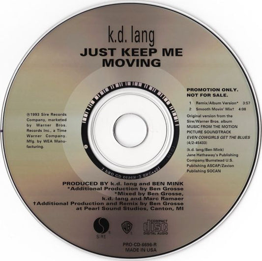 k.d. lang : Just Keep Me Moving (CD, Single, Promo)