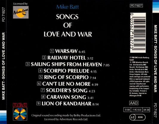 Mike Batt : Songs Of Love And War (CD, Album, M/Print)