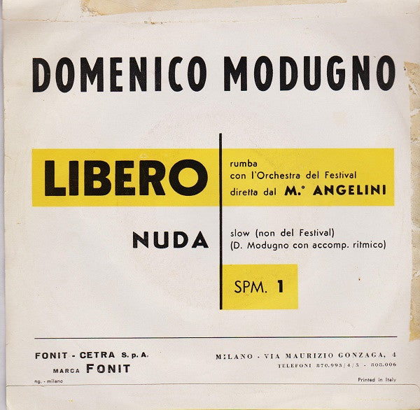 Domenico Modugno : Libero (7")