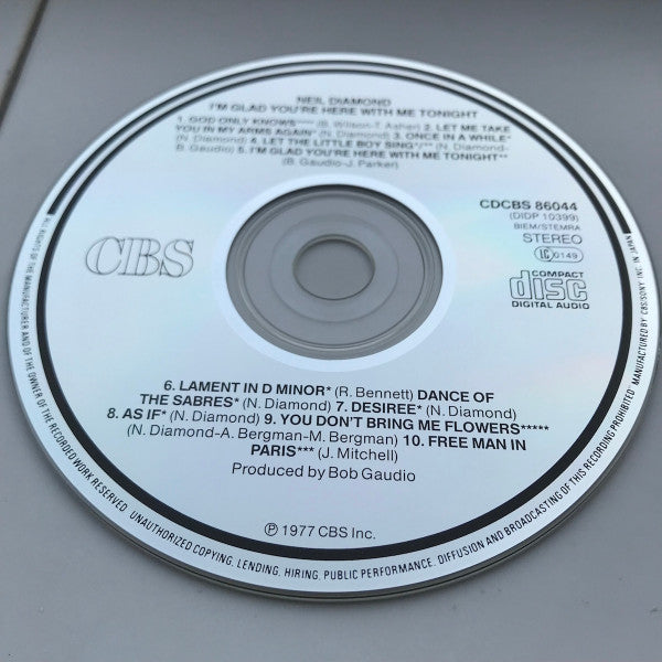 Neil Diamond : I'm Glad You're Here With Me Tonight (CD, Album, RE)
