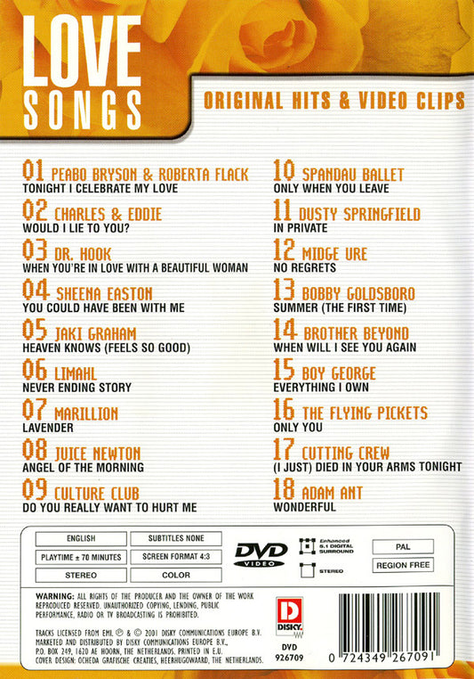 Various : Love Songs (DVD-V, Comp, PAL)