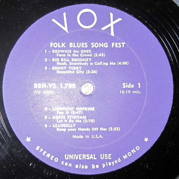 Various : Folk Blues Song Fest (LP, Comp, Mono, ARC)