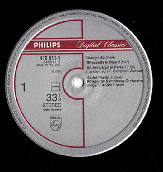 George Gershwin, André Previn, Pittsburgh Symphony Orchestra : Rhapsody In Blue • Concerto In F • An American In Paris (LP)