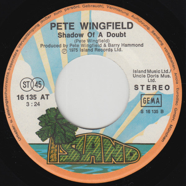 Pete Wingfield : Eighteen With A Bullet (7", Single)