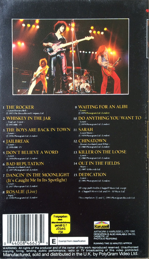Thin Lizzy : Dedication: The Very Best Of Thin Lizzy (VHS, Comp, PAL)