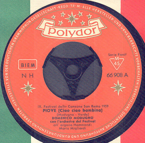 Domenico Modugno : Piove (Ciao Ciao Bambina) (7", Single, Mono)