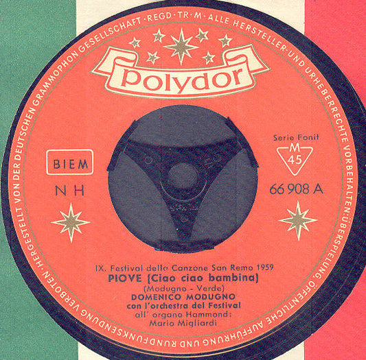 Domenico Modugno : Piove (Ciao Ciao Bambina) (7", Single, Mono)