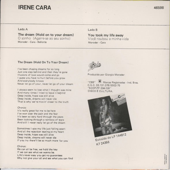 Irene Cara : The Dream (Hold On To Your Dream) (7", Single)
